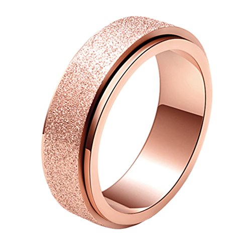 PAMTIER Damen Edelstahl Spinner Ring Sandstrahlen Fertig Hochzeit Band Rose Gold Größe 54 (17.2) von PAMTIER