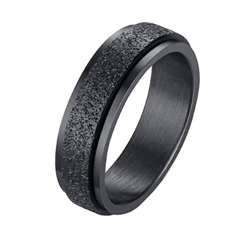 PAMTIER Damen Edelstahl Spinner Ring Sandstrahlen Fertig Hochzeit Band Schwarz Größe 60 (19.1) von PAMTIER