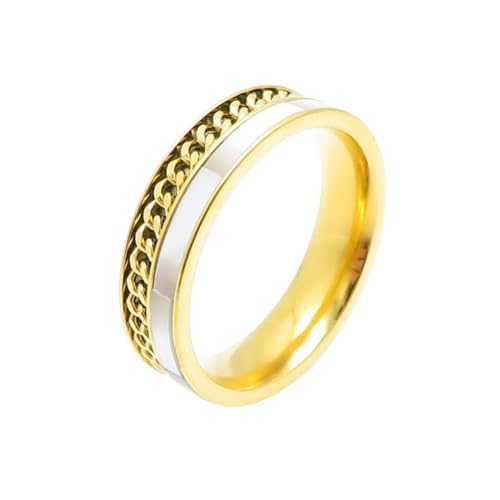 PAMTIER Damen Edelstahlring mit minimalistischem Ketten-Design und künstlicher Muschel Gold Größe 65(20.7) von PAMTIER