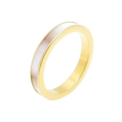 PAMTIER Damen Edelstahlring mit minimalistischer Einzelschicht und künstlicher Muschel Gold Größe 54(17.2) von PAMTIER