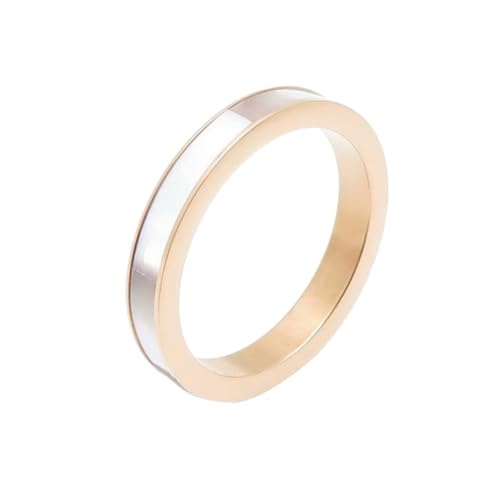 PAMTIER Damen Edelstahlring mit minimalistischer Einzelschicht und künstlicher Muschel Rose und Gold Größe 52(16.6) von PAMTIER