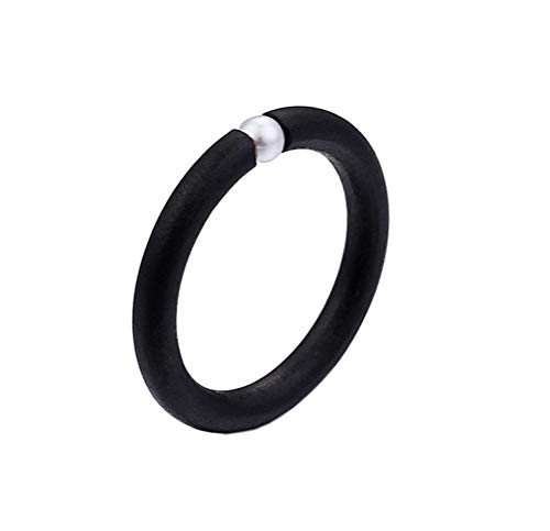 PAMTIER Damen Eleganter Ring aus Schwarzer Matter Edelstahl mit Einzelne Perle Größe 60 (19.1) von PAMTIER