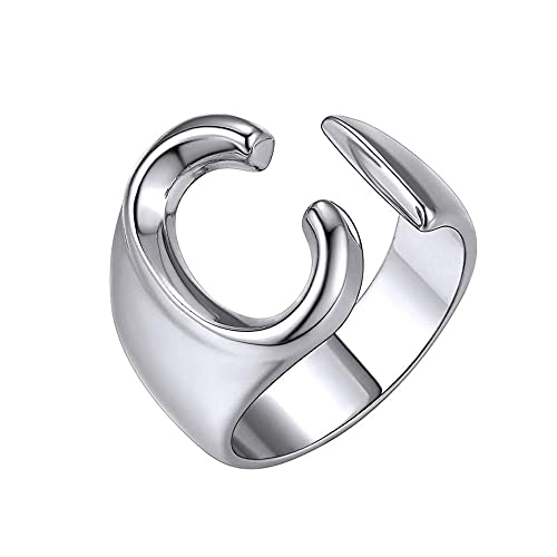 PAMTIER Damen Herren Anfangsbuchstaben Ring Stapelbarer Alphabet Offener Ring Einstellbar A-Z 26 Buchstaben Silber C PAMTIER Damen Herren Anfangsbuchstaben Ring Stapelbarer Alphabet Offener Ring Einstellbar A-Z 26 Buchstaben Silber C von PAMTIER