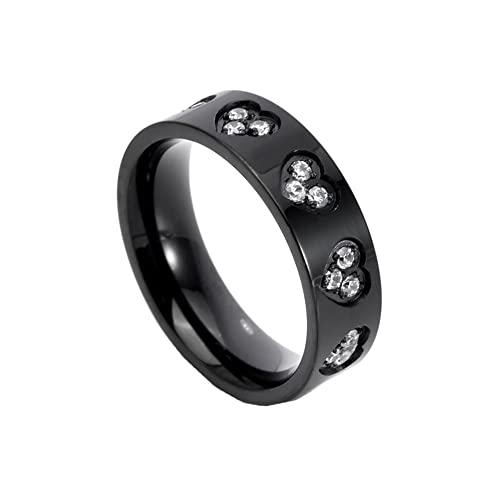 PAMTIER Damen Liebe Pfirsich Herz Ring mit Diamant für Hochzeit Edelstahl Cubic Zirkon Band Schmuck Schwarz Größe 50 (15.9) von PAMTIER