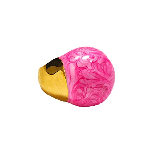 PAMTIER Damen Multicolor Kugel Ringe Übertriebener Edelstahl Persönlichkeit Edelstein Schmuck Rosa Größe 52 (16.6) von PAMTIER