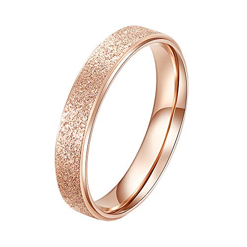 PAMTIER Damen Sandstrahl-Finish-Ring aus Edelstahl Roségold 4mm Größe 62 (19.7) von PAMTIER