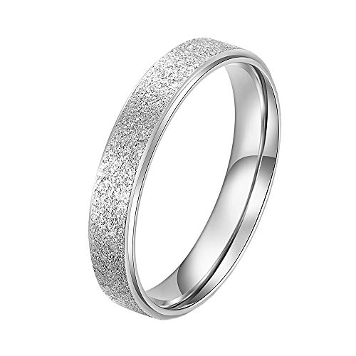 PAMTIER Damen Sandstrahl-Finish-Ring aus Edelstahl Silber 4mm Größe 62 (19.7) von PAMTIER