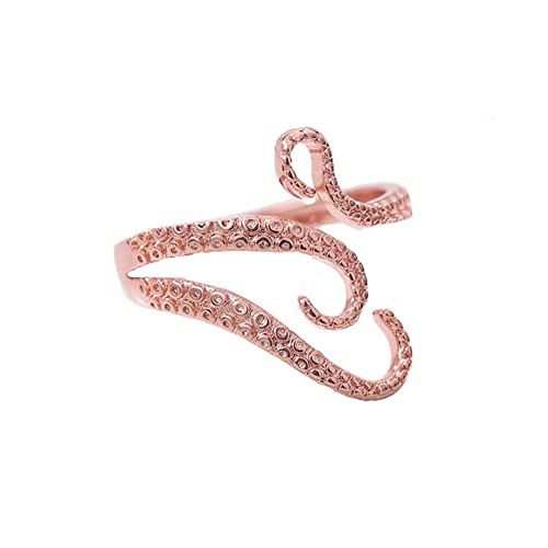 PAMTIER Damen Verstellbarer Octopus Ring Edelstahl Daumen Knöchel Finger Ringe Stapelbar Punk Schmuck Rose Gold von PAMTIER