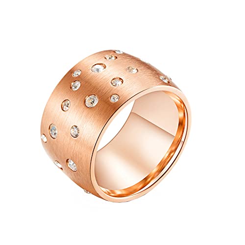 PAMTIER Damen Zirkon Ring Titan Stahl Romantischer Stern Voller Diamant Schmuck für Hochzeit Verlobung Roségold Größe 60 (19.1) von PAMTIER