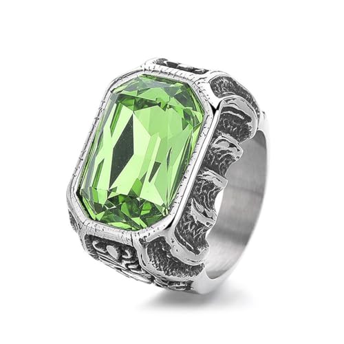 PAMTIER Edelstahl Ringe für Männer Quadrat Edelstein Multicolour Statement Vintage Personalised Delicate Schmuck Grün Größe 54(17.2) von PAMTIER
