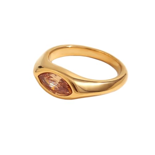 PAMTIER Edelstein Ringe für Frauen Edelstahl Farbig Beschichtet Vintage Simple Cubic Zirconia Delicate Schmuck Orange Größe 57(18.1) von PAMTIER