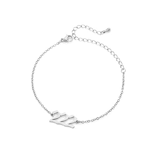 PAMTIER Engel Zahl 222 Armband Damen Edelstahl Verstellbare Kette Glied Zierlich Einfach Numerologie Schmuck Silber von PAMTIER