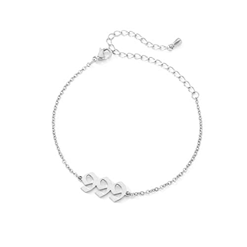 PAMTIER Engel Zahl 999 Knöchel Armband Damen Edelstahl Verstellbare Fußkettchen Kette Zierlich Numerologie Schmuck Silber von PAMTIER