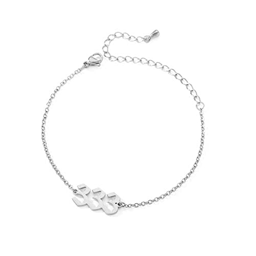 PAMTIER Engels Zahl 333 Armband Damen Edelstahl Verstellbare Kette Zierlich Einfach Numerologie Schmuck Silber von PAMTIER