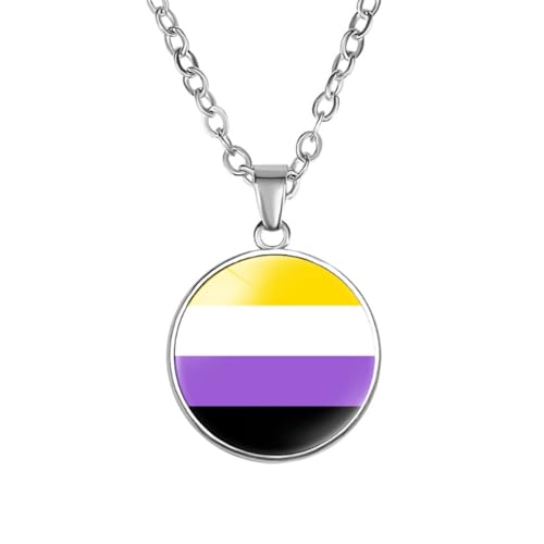 PAMTIER Farbiges Anhänger Halskette für Frauen Edelstahl Freundschaft Gay Pride Zubehör Lgbt Kreis Regenbogen Schmuck Typ 10 von PAMTIER