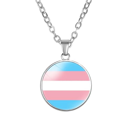 PAMTIER Farbiges Anhänger Halskette für Frauen Edelstahl Freundschaft Gay Pride Zubehör Lgbt Kreis Regenbogen Schmuck Typ 7 von PAMTIER