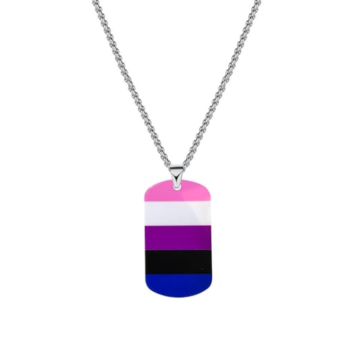 PAMTIER Farbiges Anhänger Halskette für Frauen Edelstahl Freundschaft Gay Pride Zubehör Lgbt Quadrat Regenbogen Schmuck Typ 4 von PAMTIER