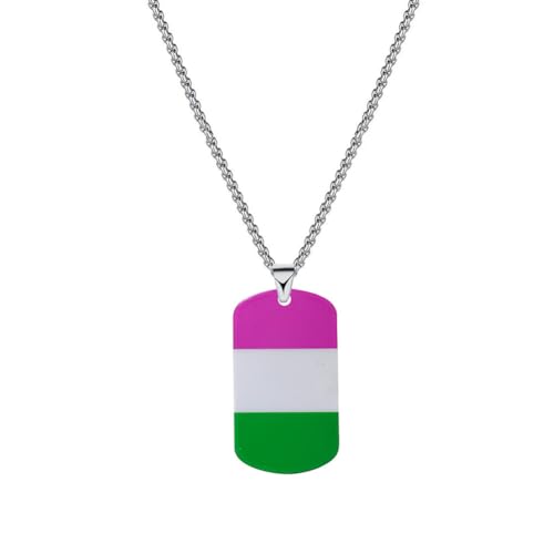 PAMTIER Farbiges Anhänger Halskette für Frauen Edelstahl Freundschaft Gay Pride Zubehör Lgbt Quadrat Regenbogen Schmuck Typ 5 von PAMTIER