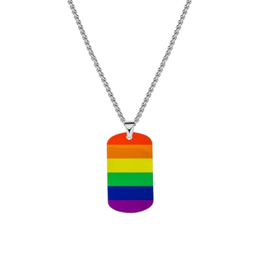 PAMTIER Farbiges Anhänger Halskette für Frauen Edelstahl Freundschaft Gay Pride Zubehör Lgbt Quadrat Regenbogen Schmuck Typ 6 von PAMTIER