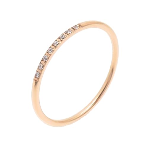 PAMTIER Frauen Edelstahl Ring Hälfte kubischer Zirkon Ewigkeit stapelbar Verlobungsringe Ehering 1mm Roségold 60 (19.1) von PAMTIER