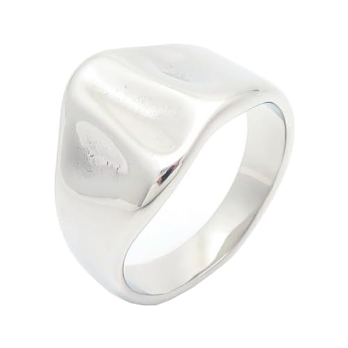 PAMTIER Frauen Edelstahl Ring Unregelmäßig Konkav und Konvex Curface Einfache Einfache Hochzeit Aussage Band Versilbert 60 (19.1) von PAMTIER