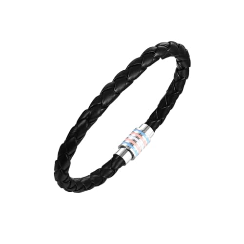 PAMTIER Frauen Männer Leder Geflochtene LGBTQ Stolz Armbänder Edelstahl LGBT Stolz Armreif Handmade Geflochtene PU Leder Weave Geflochtene Armbänder Schmuck Transgender 18CM von PAMTIER