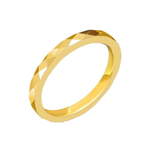 PAMTIER Frauen Männer Titanium Stahl Ringe Rhombus Multi-facettierte Hochzeit Band Fidget Ringe 3.5mm Gold 47 (15.0) von PAMTIER