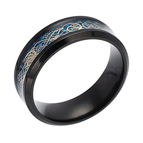 PAMTIER Gold Keltisches Titan Hartmetall Ring 8mm Herren Hochzeitsband Poliert Komfort Passform Größe 62 (19.7) von PAMTIER
