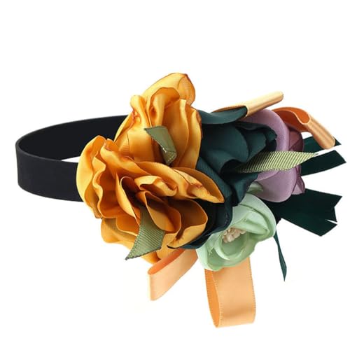 PAMTIER Groß Rosenblumen Ketten für Frauen Blumen Choker Delicate Personalised Vintage Farbig Statement Elegant Schmuck Gelb von PAMTIER