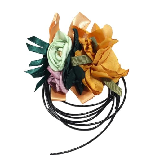 PAMTIER Groß Rosenblumen Ketten für Frauen Blumen Choker Delicate Personalised Vintage Farbig Statement Elegant Verstellbar Schnürung Schmuck Gelb von PAMTIER