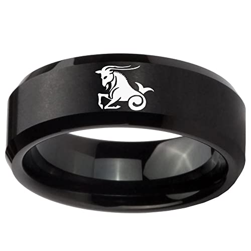 PAMTIER Herren 12 Sternzeichen Ring Edelstahl Sternzeichen Ring Schmuck Geburtstag Steinbock Größe 68 (21.6) von PAMTIER
