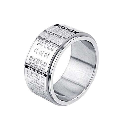 PAMTIER Herren Buddhist Groß Barmherzigkeit Mantra Edelstahl Spinner Ring Größe 57 von PAMTIER