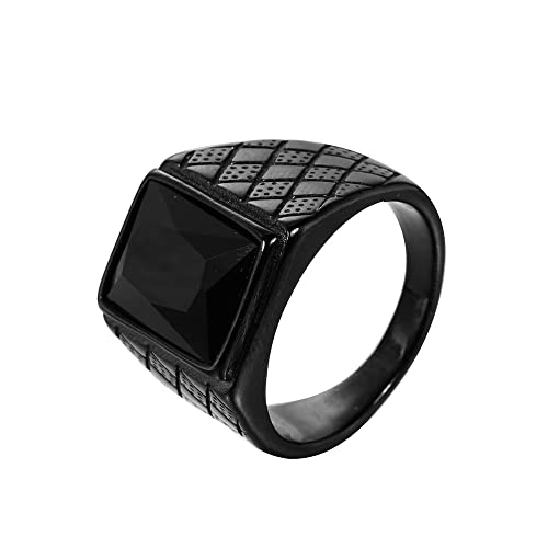 PAMTIER Herren Damen Ringe Rostfreier Stahl Quadratisches Juwel Mode-Persönlichkeit Schmuck Jubiläum Schwarz Plattiertes Schwarz Größe 60 (19.1) von PAMTIER