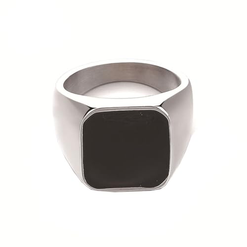PAMTIER Herren Edelstahl Einfach Individueller Trendiger Quadratischer Ring Silber Größe 57(18.1) von PAMTIER