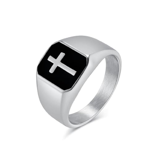 PAMTIER Herren Edelstahl Einfach Klassisch Neuartig Exquisit Kreuz Ring Silber Größe 65(20.7) von PAMTIER
