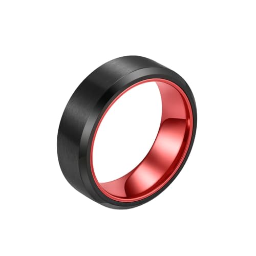 PAMTIER Herren Edelstahl Einfache Persönlichkeit Poliert Neutraler Stil Zweifarbig Ring Rot Größe 52 (16.6) von PAMTIER
