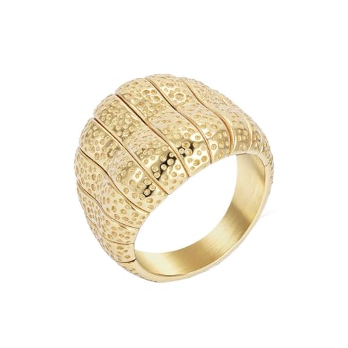 PAMTIER Herren Edelstahl Exquisiter Klassischer Retro Einfacher Eleganz Ring Gold Größe 52 (16.6) von PAMTIER