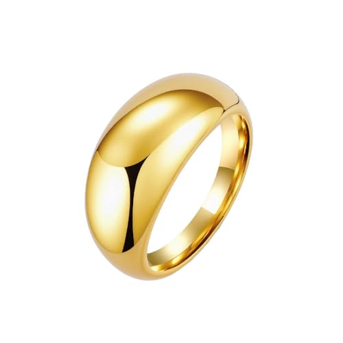 PAMTIER Herren Edelstahl Exquisiter Klassischer Retro Eleganz Einfacher Ring Gold Größe 52 (16.6) von PAMTIER