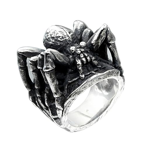 PAMTIER Herren Edelstahl Gothic Spinnenring Cool Punk Statement Ringe Größe 62 von PAMTIER