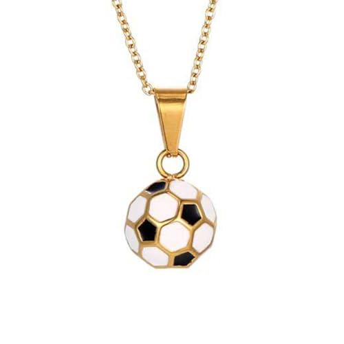 PAMTIER Herren Edelstahl Halsketten 3D Fußball Fußball Halskette Emaille Glücksbringer Anhänger Kette Sportschmuck Geschenk Gold von PAMTIER