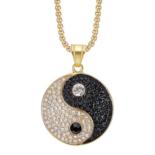 PAMTIER Herren Edelstahl Individuelle Trends Tai Chi Yin Yang Halskette Gold von PAMTIER
