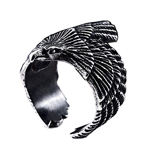 PAMTIER Herren Edelstahl Jahrgang Fliegend Adler Ring Falke Tier Entwurf Antikes Schwarz Größe 57 (18.1) von PAMTIER