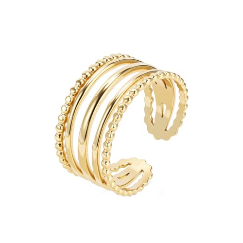 PAMTIER Herren Edelstahl Klassisch Einzigartig Trendig Neuartig Exquisit Einfach Ring Gold Verstellbare Öffnung von PAMTIER