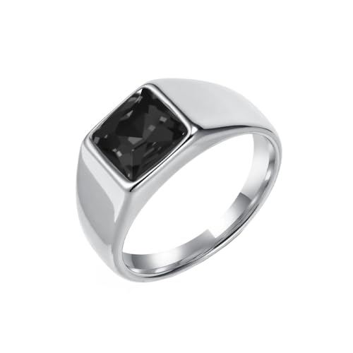 PAMTIER Herren Edelstahl Klassisch Individualität Trendigkeit Klassische Einfachheit Ring Silber Schwarz Größe 62(19.7) von PAMTIER