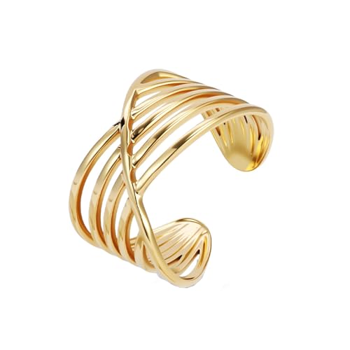 PAMTIER Herren Edelstahl Klassisch Neuartig Einzigartig Trendig Exquisit Einfach Ring Gold Verstellbare Öffnung von PAMTIER