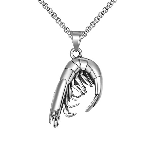 PAMTIER Herren Edelstahl Klassisch Retro Trendy Punk Nine Section Shrimp Halskette Silber von PAMTIER