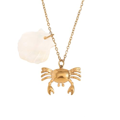 PAMTIER Herren Edelstahl Klassische Retro Niedlich Ozean Stil Kleine Krabbe Halskette Gold von PAMTIER