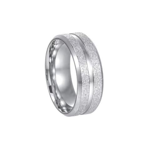 PAMTIER Herren Edelstahl Klassischer Retro Persönlichkeit Trend 8MM Mattierter Ring Silber Größe 60 (19.1) von PAMTIER
