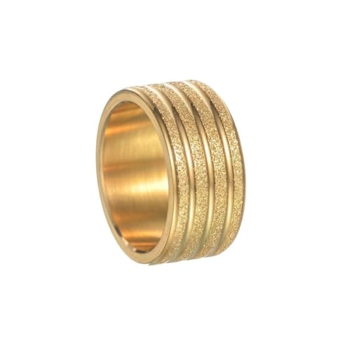 PAMTIER Herren Edelstahl Klassischer Retro Trend Persönlichkeit 10MM Mattierter Ring Gold Größe 65 (20.7) von PAMTIER