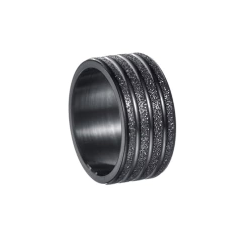 PAMTIER Herren Edelstahl Klassischer Retro Trend Persönlichkeit 10MM Mattierter Ring Schwarz Größe 68 (21.6) von PAMTIER